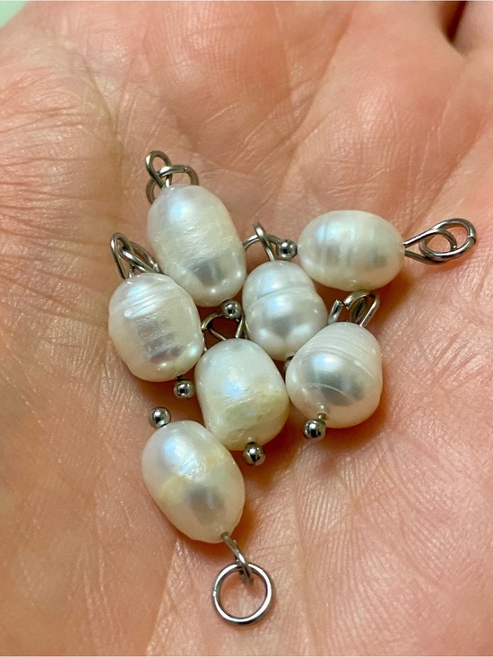 Jewelry - Freshwater Pearl Drop Charms - White Pearlescent Set
